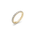 Signature Round Brilliant Cut Diamond Shared Prong Eternity Ring in Yellow Gold Side View