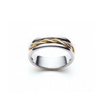 Signature Twist Polished Finish 6-7 mm Mixed Metal Wedding Band in Yellow and White Gold