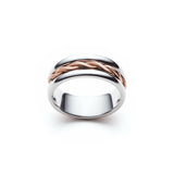 Signature Twist Polished Finish 8-9 mm Mixed Metal Wedding Band in Rose and White Gold