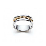 Signature Twist Polished Finish 8-9 mm Mixed Metal Wedding Band in Yellow and White Gold