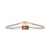 Step Cut Watermelon Tourmaline and Lab-Grown Diamond Tennis Bracelet