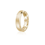Step Motif Brushed Finish Bevelled Edge 6-7 mm Wedding Band in Yellow Gold