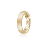 Step Motif Brushed Finish Comfort Fit 6-7 mm Wedding Band in Yellow Gold