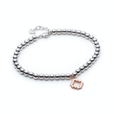 Step Motif Charm Beaded Bracelet in Rose Gold