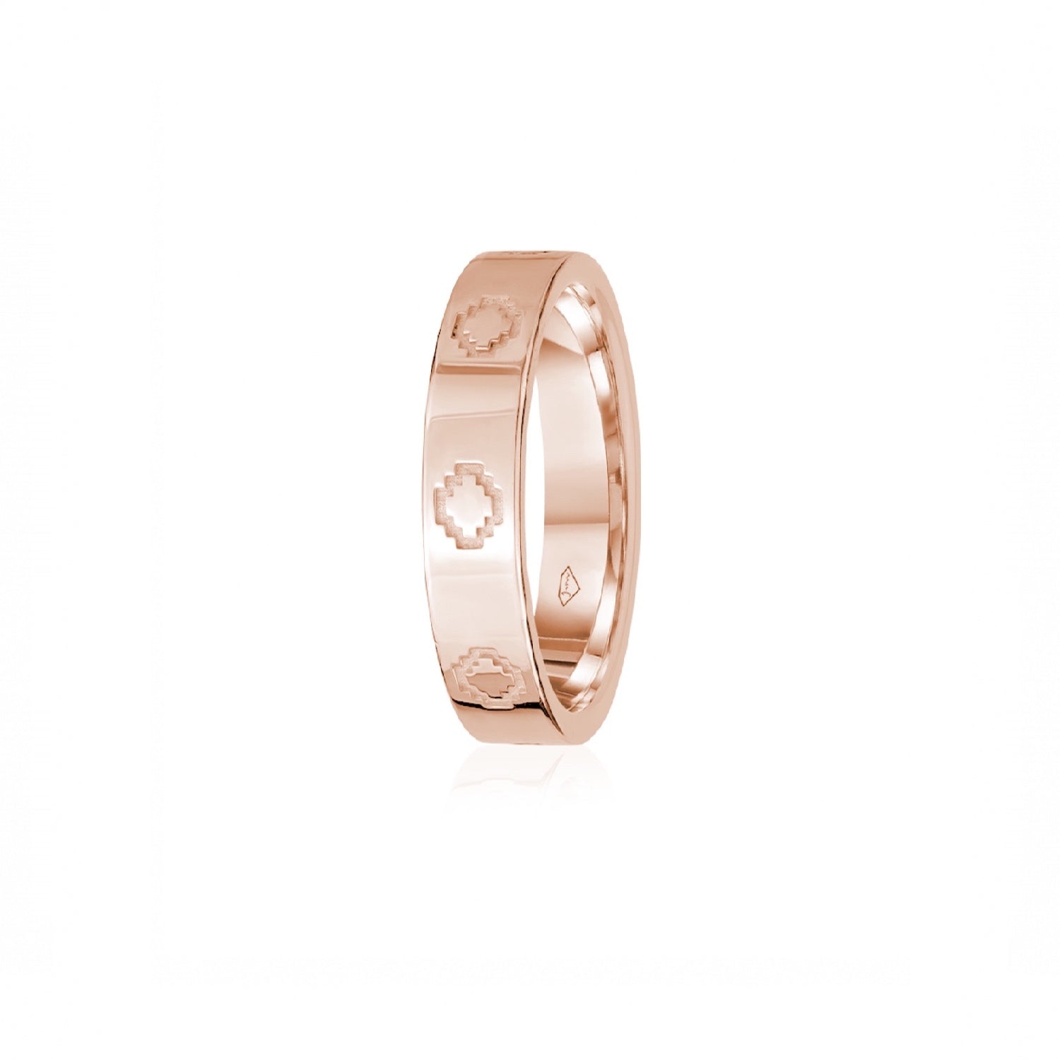 Step Motif Polished Finish Square Edge 5 mm Wedding Band in Rose Gold