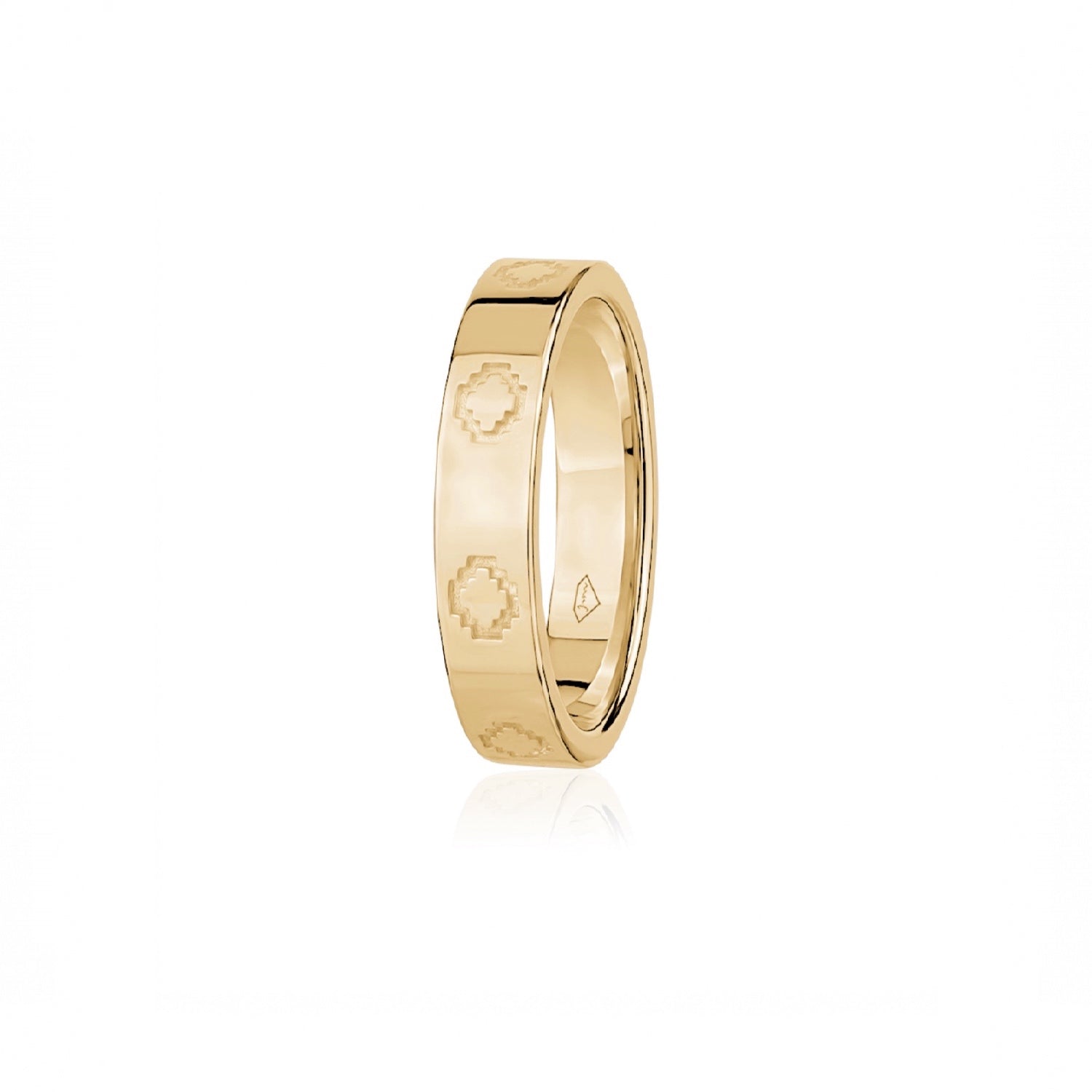Step Motif Polished Finish Square Edge 5 mm Wedding Band in Yellow Gold