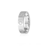 Step Motif Polished Finish Square Edge 8-9 mm Wedding Band in White Gold