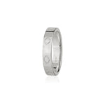 Step Motif Polished Finish Square Edge Wedding Band in White Gold Side View