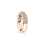 Three-Row Diamond Pavé Domed Ring in Rose Gold Side View