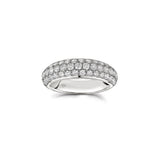 Three-Row Diamond Pavé Domed Ring in White Gold