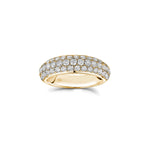 Three-Row Diamond Pavé Domed Ring in Yellow Gold