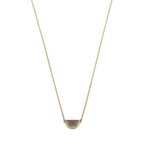 Watermelon Half-Slice Ruby and Tsavorite Pavé Necklace