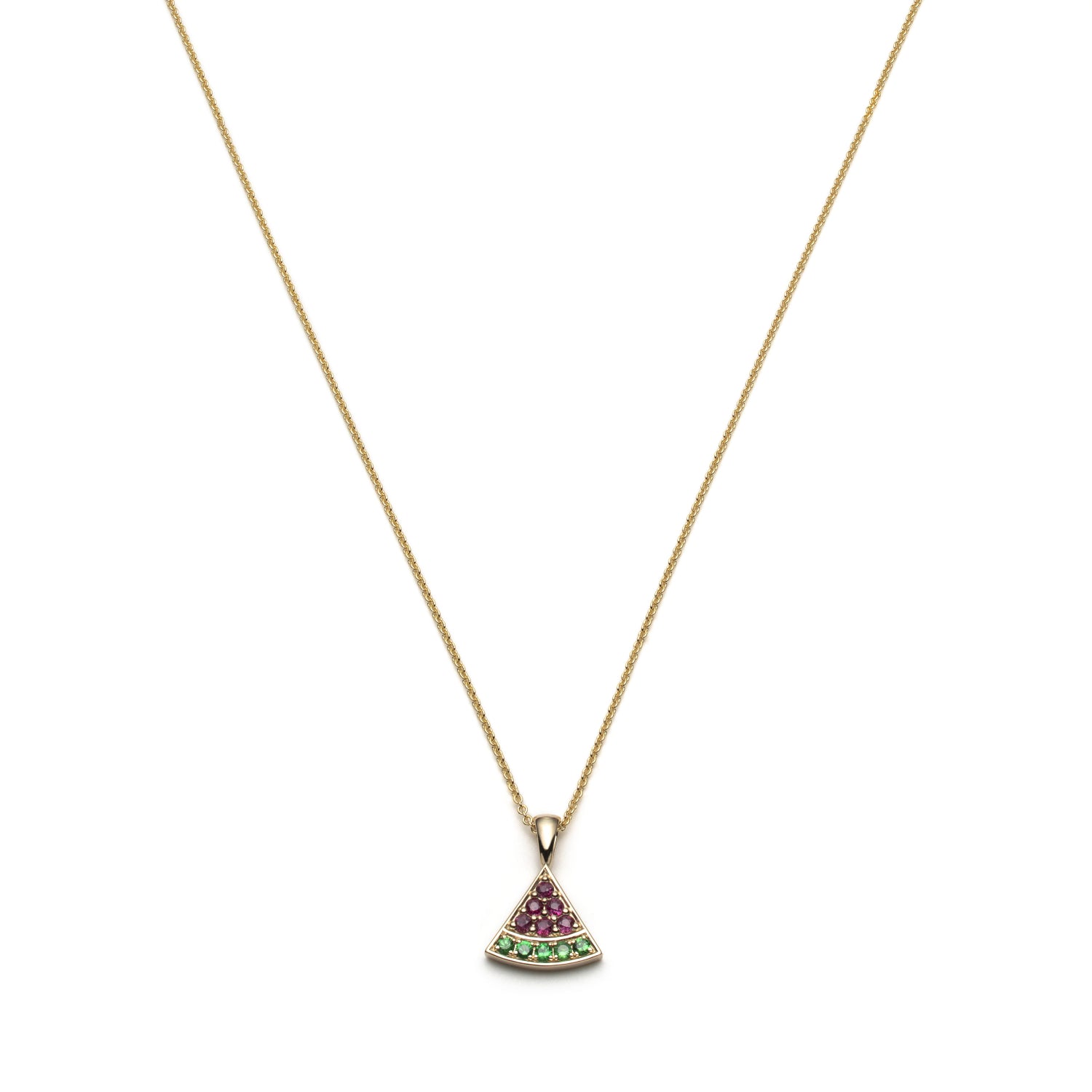 Watermelon Slice Ruby and Tsavorite Pavé Pendant