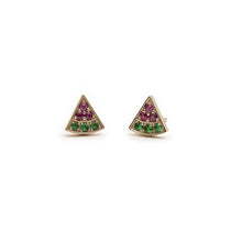 Watermelon Slice Ruby and Tsavorite Pavé Stud Earrings