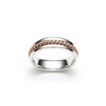 Wide Twist Polished Finish 6-7 mm Mixed Metal Wedding Band in Rose and White Gold