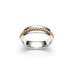 Wide Twist Polished Finish 6-7 mm Mixed Metal Wedding Band in Yellow and White Gold