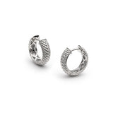 Lepia mermaid scales motif chunky huggie earrings in white gold