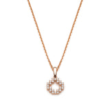 Step motif diamond pavé pendant necklace in rose gold
