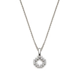 Step motif diamond pavé pendant necklace in white gold