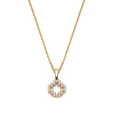 Step motif diamond pavé pendant necklace in yellow gold