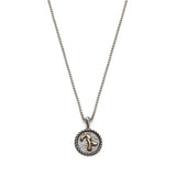 Armenian initial in bird-shaped Trchnakir lettering on a sterling silver medallion with a twisted border and matching bail.