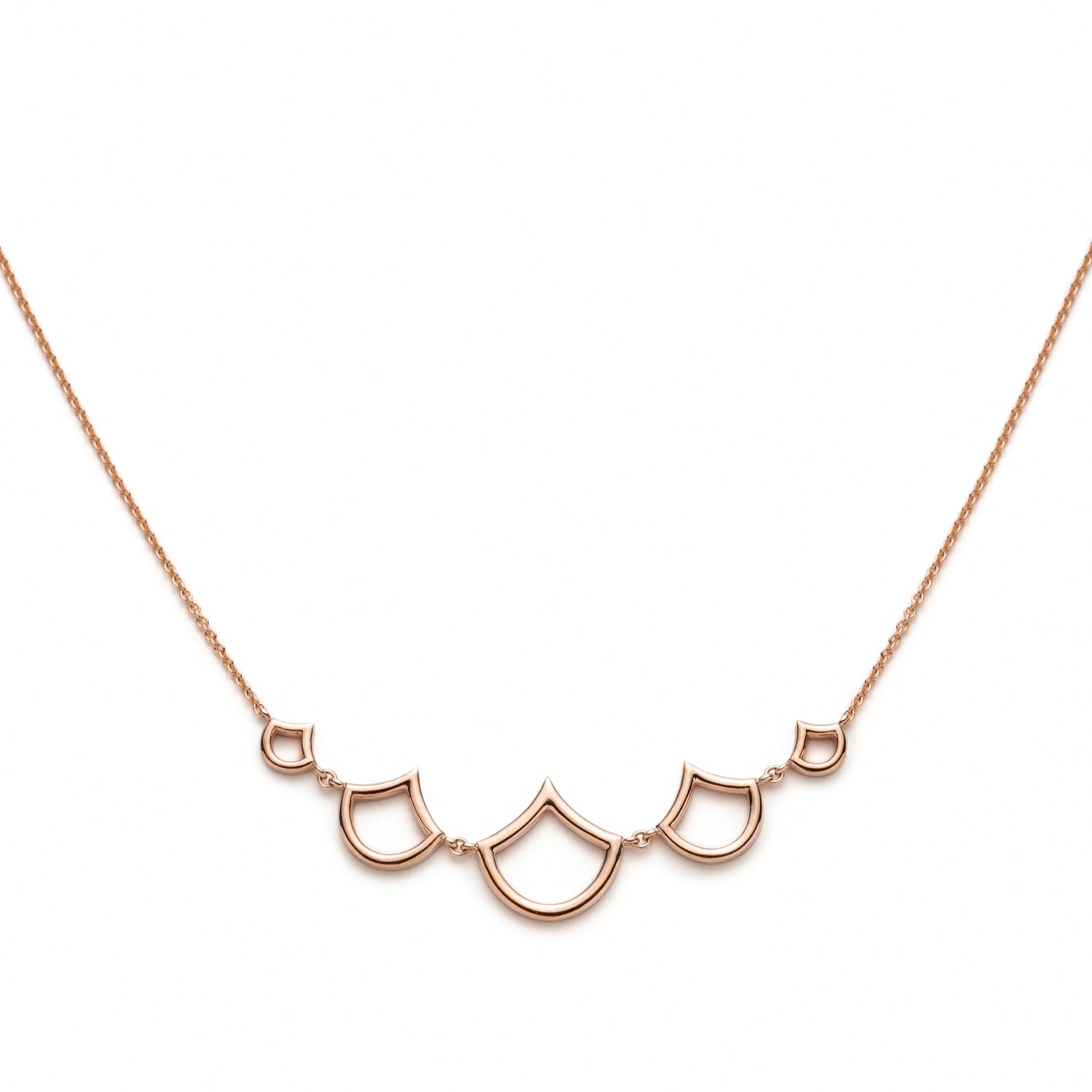 Five Lepi Mermaid Scale Motif Necklace in Rose Gold