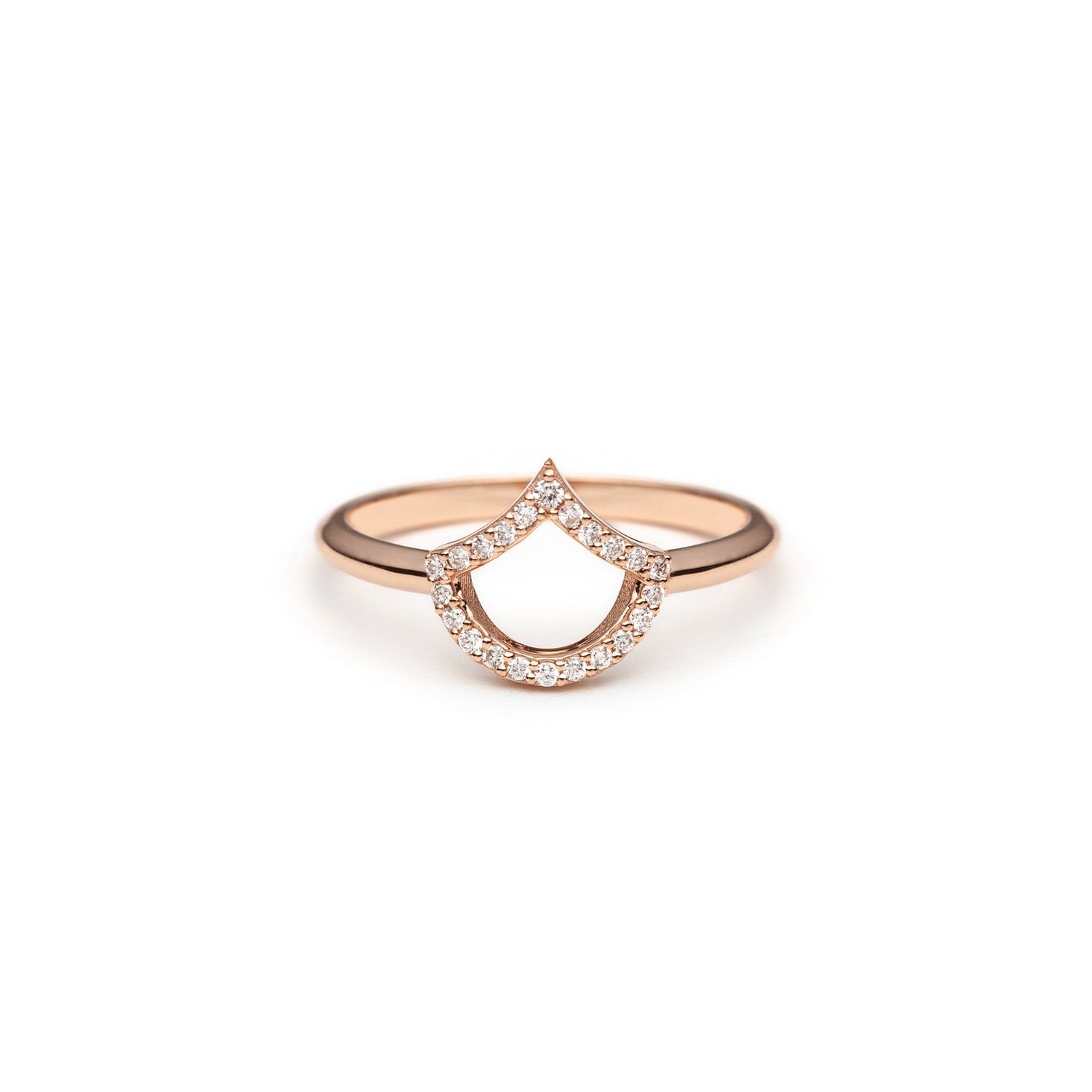 Lepi Diamond Pavé Mermaid Scale Motif Ring in Rose Gold