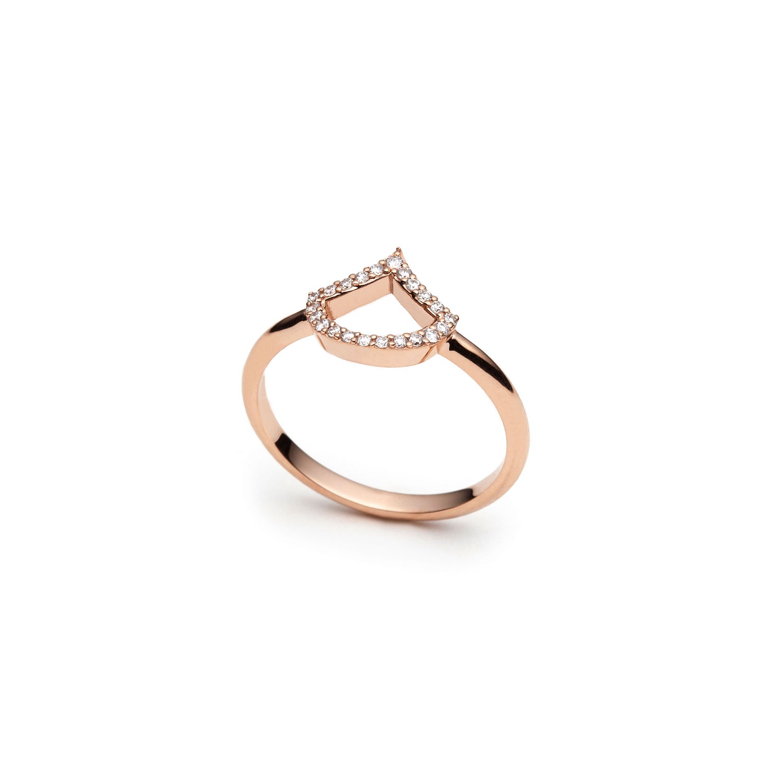 Lepi Diamond Pavé Mermaid Scale Motif Ring in Rose Gold Side View