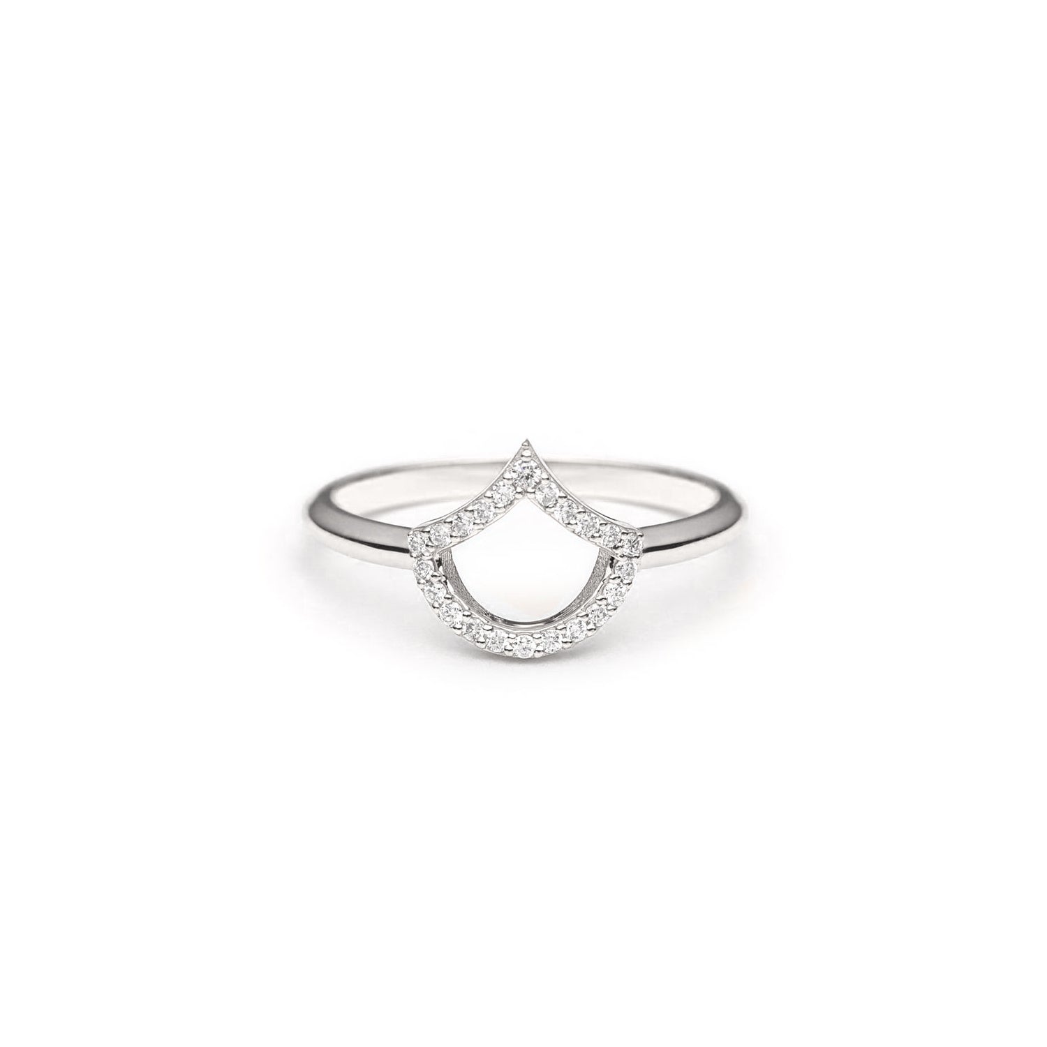 Lepi Diamond Pavé Mermaid Scale Motif Ring in White Gold