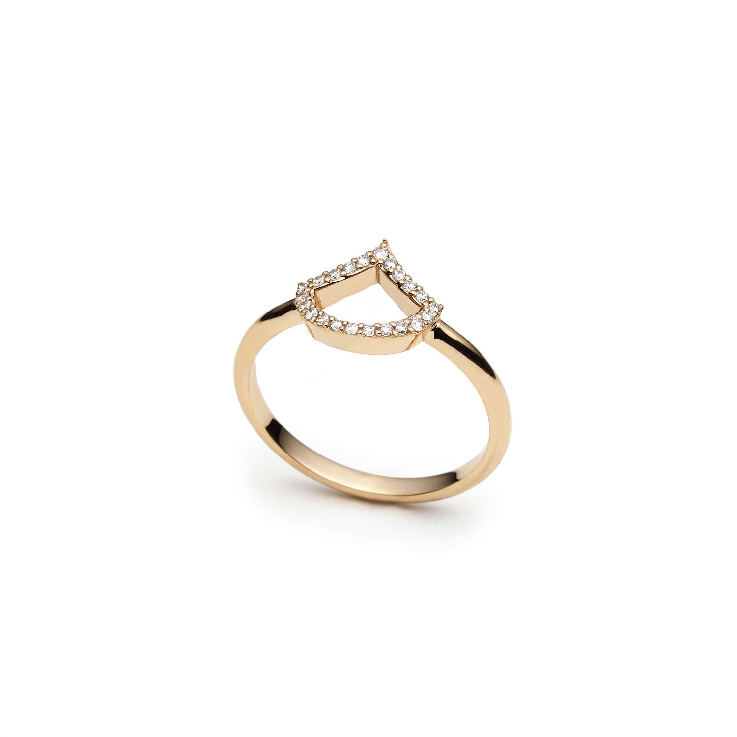 Lepi Diamond Pavé Mermaid Scale Motif Ring in Yellow Gold Side View