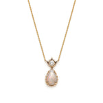Lepi Pear-Shaped Opal and Diamond Necklace in Yellow Gold