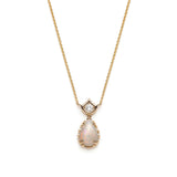 Lepi Pear-Shaped Opal and Diamond Necklace in Yellow Gold