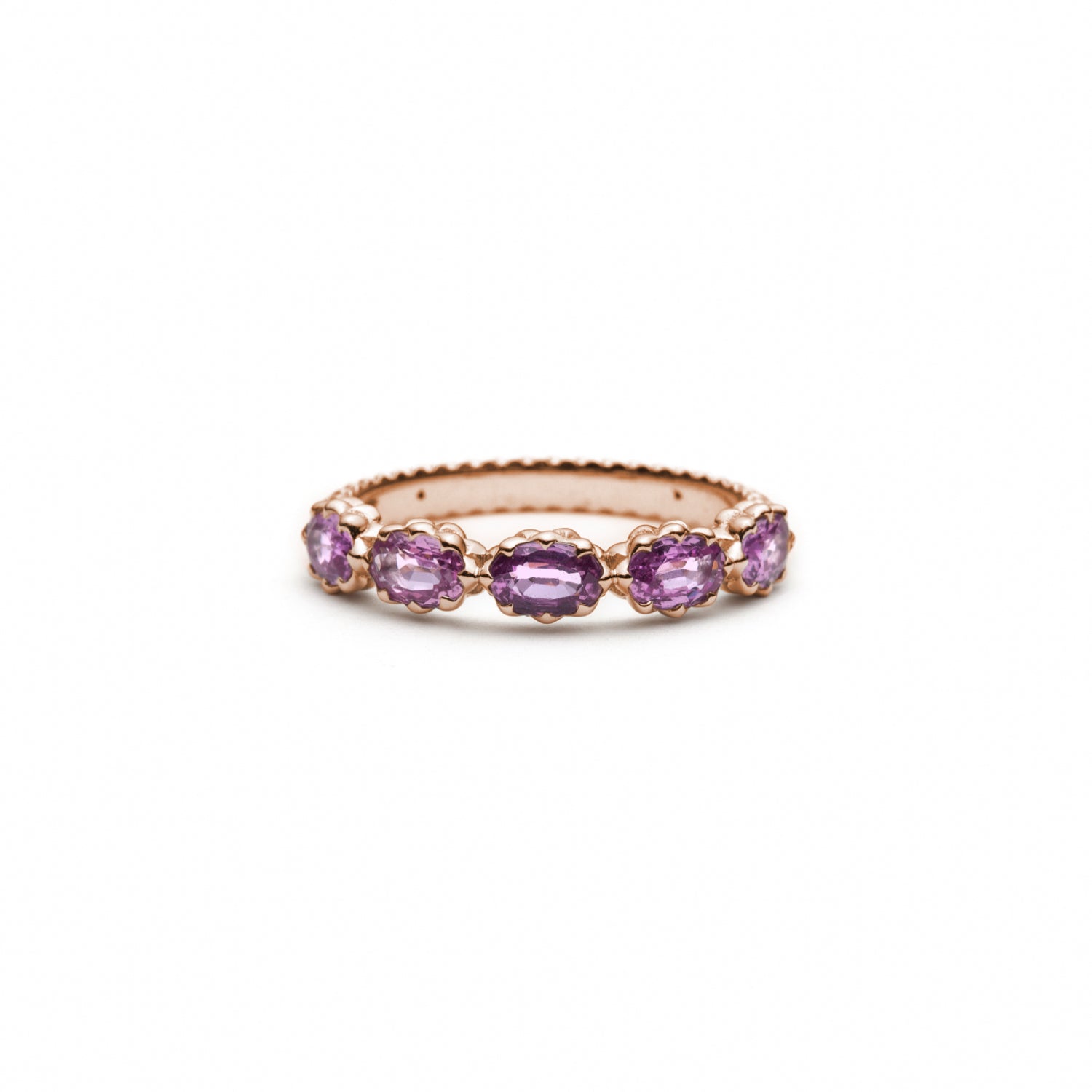 Lepia Oval Pink Sapphire Five-Stone Ring in Rose Gold