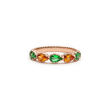 Lepia Pear-Shaped Orange and Green Sapphire Five-Stone Ring in Rose Gold