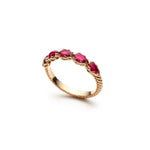 Lepia Pear-Shaped Ruby Five-Stone Ring in Yellow Gold Side View