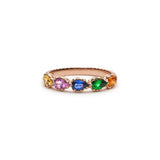 Lepia Pear-Shaped Tsavorite and Multicolour Sapphire Five-Stone Ring in Rose Gold