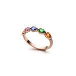 Lepia Pear-Shaped Tsavorite and Multicolour Sapphire Five-Stone Ring in Rose Gold Side View