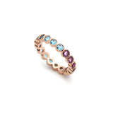 Mermaid Blue Topaz and Amethyst Eternity Ring in Rose Gold Side View