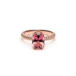 Mermaid Cushion-Shaped Pink Tourmaline Ring in Rose Gold Front View