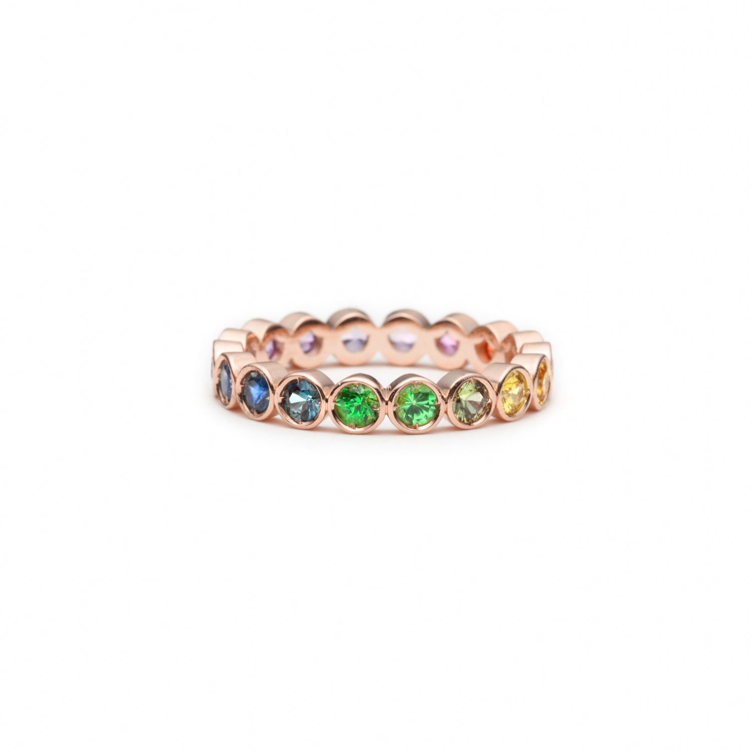 Mermaid Multicolour Sapphire Eternity Ring in Rose Gold