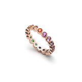 Mermaid Multicolour Sapphire Eternity Ring in Rose Gold Side View
