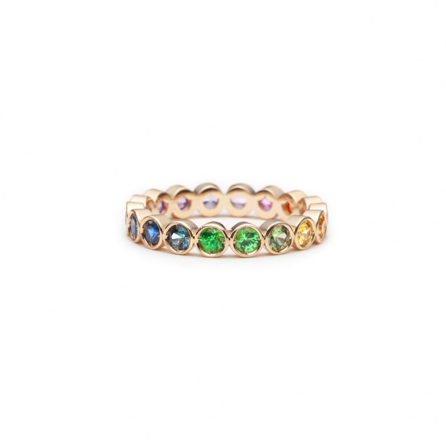Mermaid Multicolour Sapphire Eternity Ring in Yellow Gold