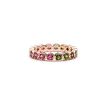 Mermaid Pink and Green Tourmaline Eternity Ring In Rose Gold