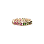 Mermaid Pink and Green Tourmaline Eternity Ring in Yellow Gold